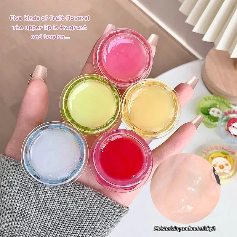 Blushimmer Shaqinuo Jelly Lip Mask in a red jar, moisturizing and hydrating fruit lip balm for smooth, soft lips during winter.