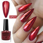 Blushimmer 8ml metallic nail polish bottle with mirror finish, showcasing long-lasting, air-dry, soak-off gel varnish for DIY manicures