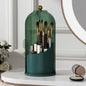 Blushimmer YOOLENS makeup brush holder organizer with lid, 360° rotating clear dustproof case for vanity and bathroom storage