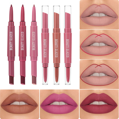 Blushimmer 2-in-1 lip liner and lipstick pen with waterproof, long-lasting matte finish, ideal for daily makeup.