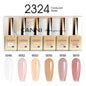 Blushimmer CANNI Nail Gel Polish Kit with 6 bottles of nude, pink, and jade jelly colors for natural French nail designs