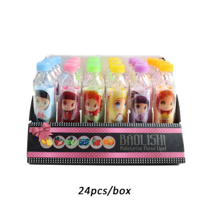 Set of 24 Blushimmer bear-shaped clear fruit-flavored lip balms for kids, moisturizing lip care and birthday gift idea.