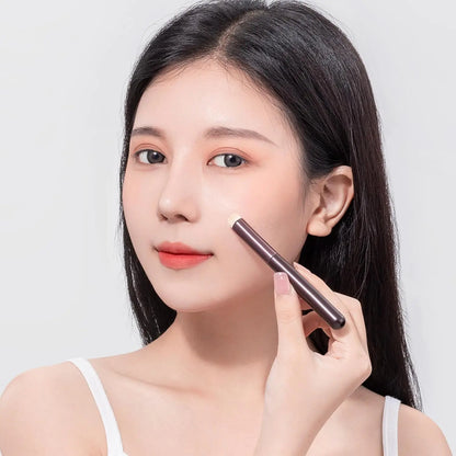 Blushimmer multifunctional lip brush and concealer applicator for precise lipstick and lip makeup application.