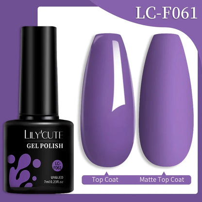 Colorful LILYCUTE 7ML gel nail polish bottles from Blushimmer, showcasing a variety of vibrant shades for long-lasting manicures.