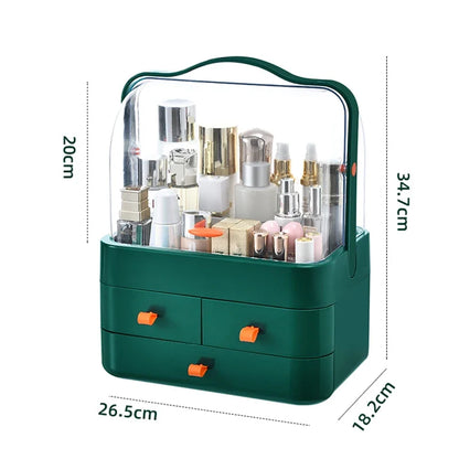 Blushimmer cosmetics receiving box and makeup organizer with drawer, dust-proof desktop storage for skincare and beauty products