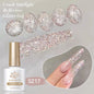 Silver carat glitter gel nail polish by Blushimmer with a sparkling, reflective shine in a 10ml bottle for UV nail art.