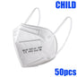 50-100pcs 5Layers Kids Facemask KN95 Mask Child Disposable Mask Virus Mouths Fpp2 Covers Dust Full Face Masks Non-woven Fabric