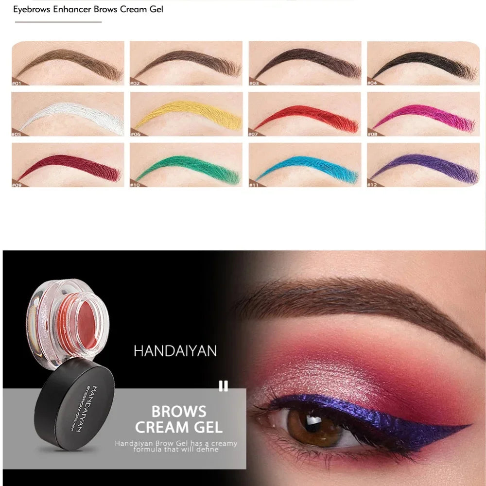 Blushimmer HANDAIYAN colorful eyebrow cream gel with brushes, high pigment, waterproof long-lasting brow tint for defined eyebrows