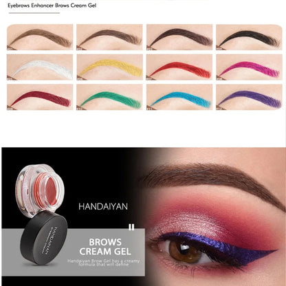 Blushimmer HANDAIYAN colorful eyebrow cream gel with brushes, high pigment, waterproof long-lasting brow tint for defined eyebrows