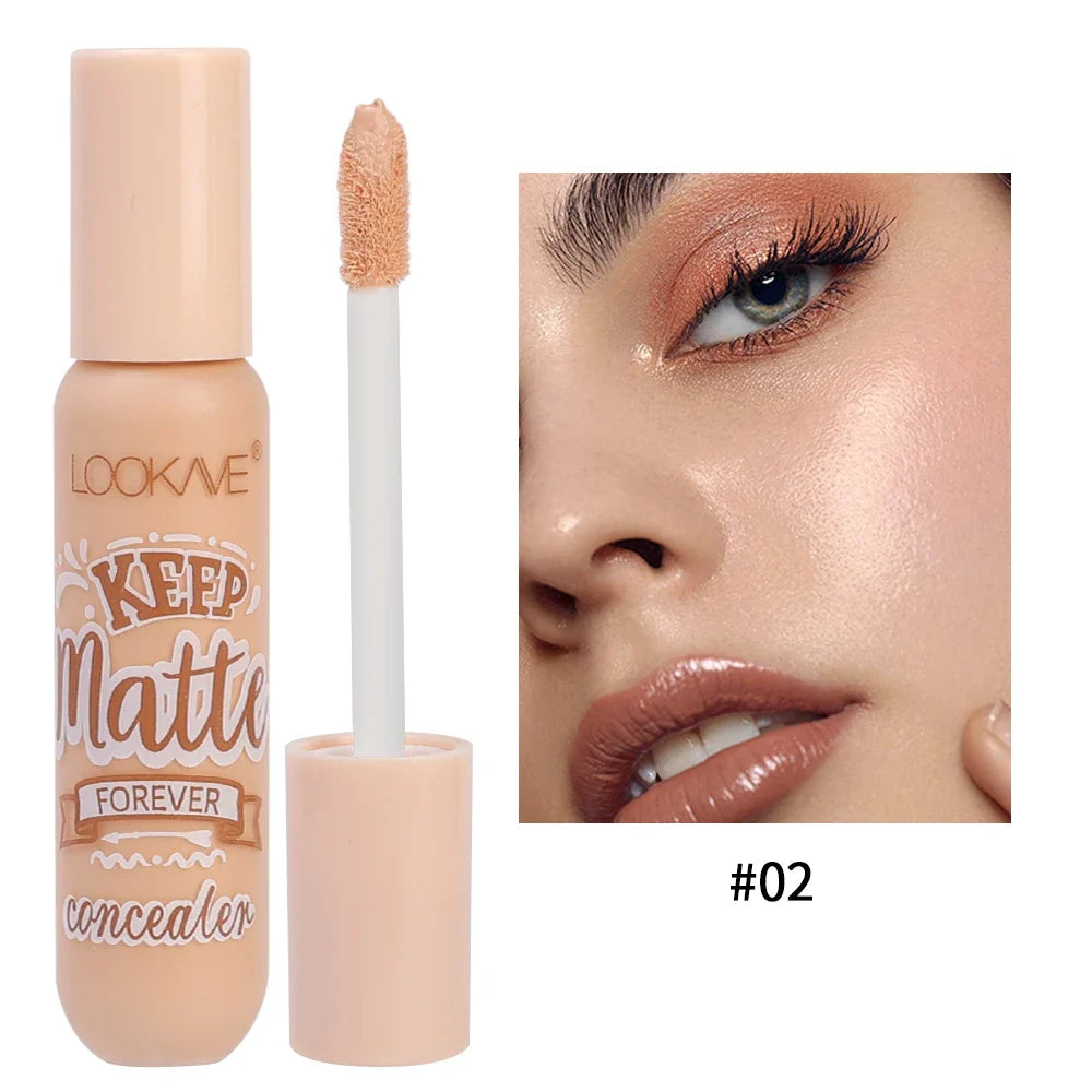 Blushimmer waterproof matte liquid concealer cream for covering dark circles, acne, and contouring face with moisturizing finish.
