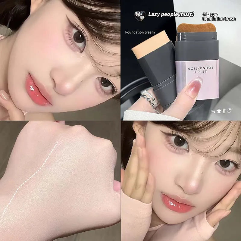 Blushimmer 2-in-1 concealer and foundation stick with full coverage, natural skin finish, designed to hide acne scars and blemishes.