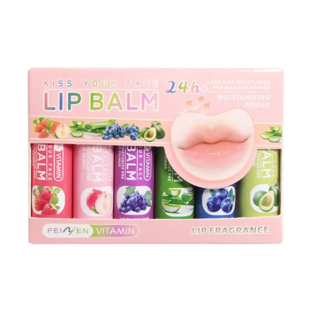 Blushimmer 6-pack natural fruit discolored lip balm set with color-changing, moisturizing, long-lasting glossy lip tints and nourishing lipstick