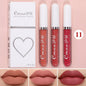 Set of four liquid lipsticks by Blushimmer, waterproof, long-lasting matte lip glosses in black, blue, purple, and green shades.