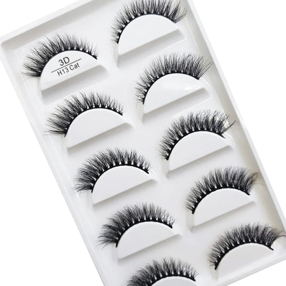 Set of 5 pairs of natural 3D mink false eyelashes by Blushimmer, featuring faux cils for makeup and beauty enhancement.