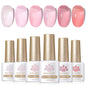 Born Pretty 6-piece crystal amber gel nail polish set in jelly pink and nude shades for semi-permanent UV and LED manicures.