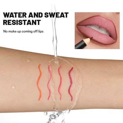 Blushimmer waterproof matte lipliner pencil in red, with moisturizing, long-lasting, non-stick lipstick for lips makeup.