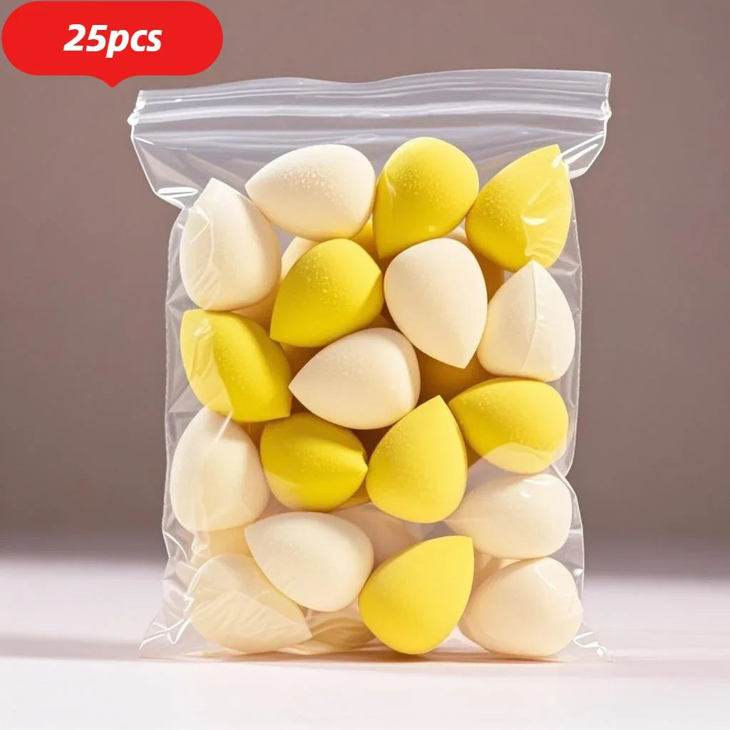 Set of 25 Blushimmer professional makeup sponges for flawless blending of liquid and powder foundation, no clumping.