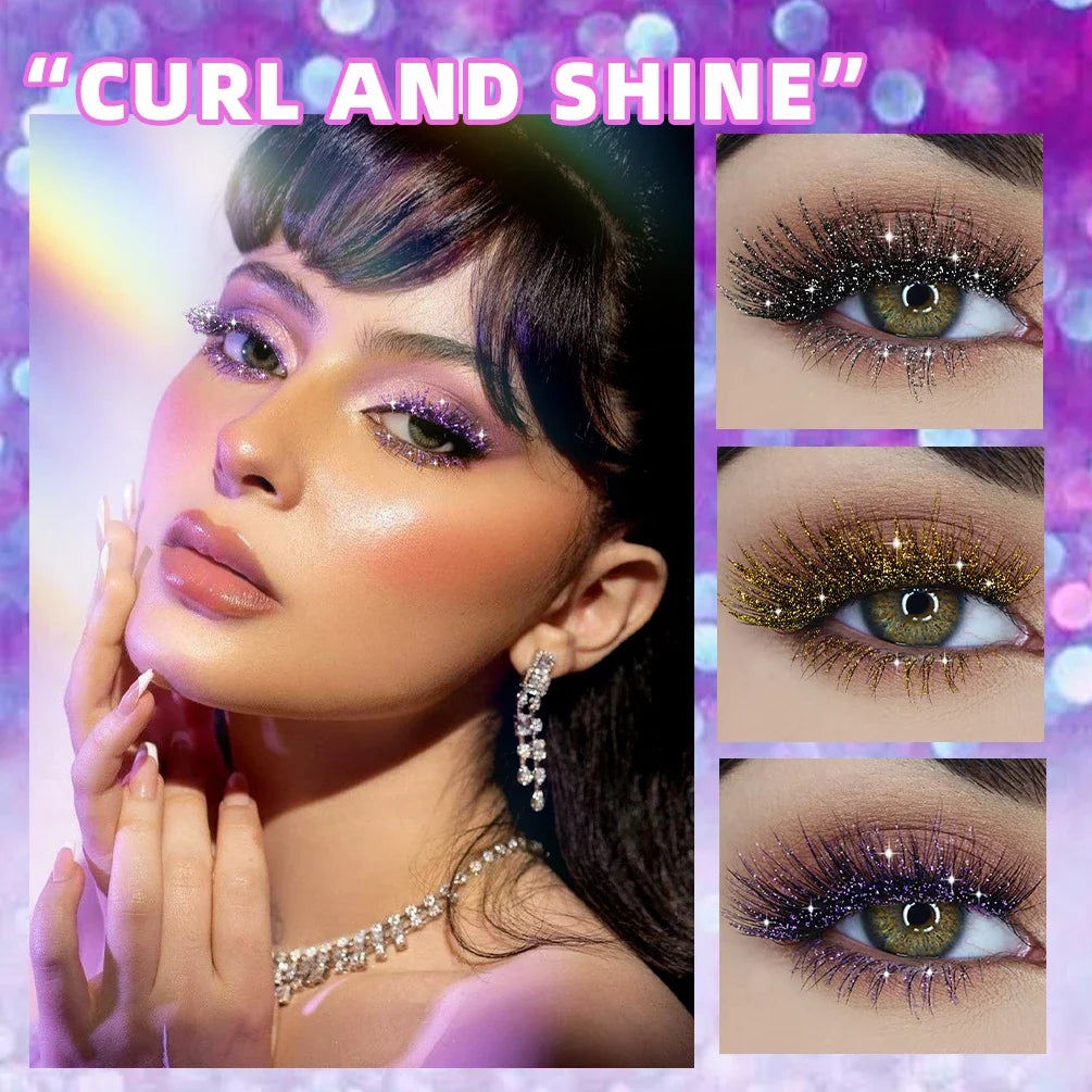 Blushimmer diamond mascara with shining galaxy sequins, quick-dry, sweat-proof, and long-lasting curling lash makeup.