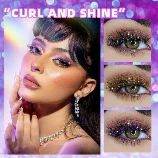 Blushimmer diamond mascara with shining galaxy sequins, quick-dry, sweat-proof, and long-lasting curling lash makeup.