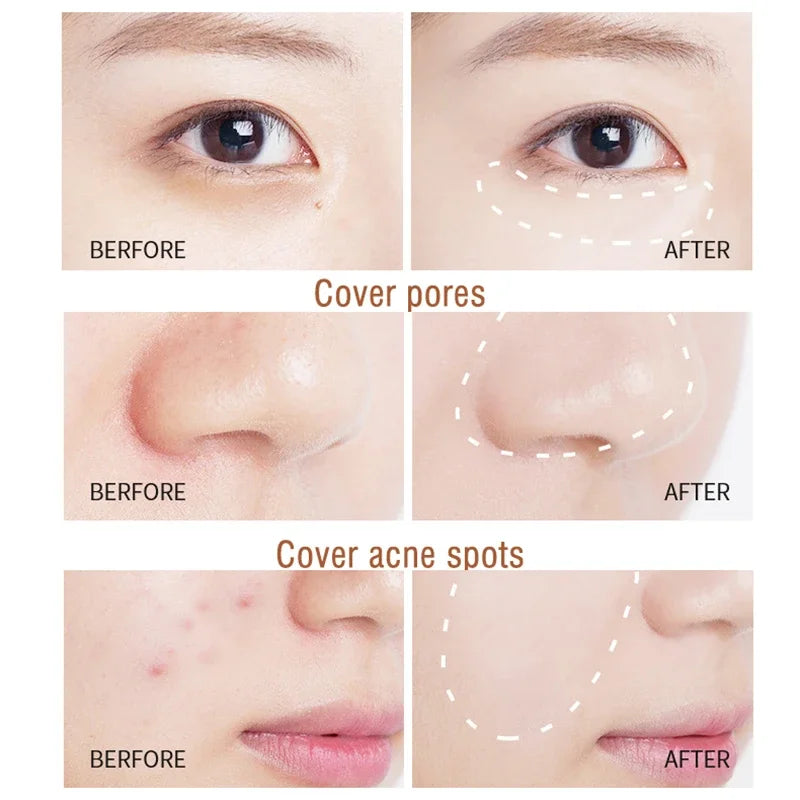Blushimmer liquid concealer for dark circles and acne coverage, natural makeup effect, anti-cernes foundation cream.
