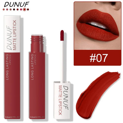 Blushimmer non-stick liquid lipstick in dark purple with matte velvet finish, long-lasting, waterproof lip gloss, resistant to fading.