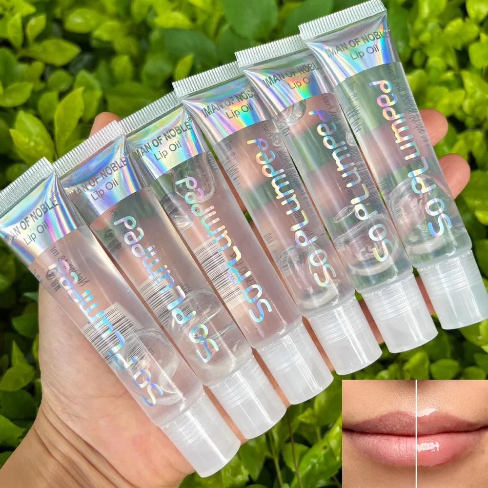 Set of 6 fruity flavor watery glossy lip glosses by Blushimmer, featuring clear, hydrating, and moisturizing lip gel for women.