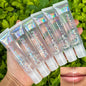 Set of 6 fruity flavor watery glossy lip glosses by Blushimmer, featuring clear, hydrating, and moisturizing lip gel for women.
