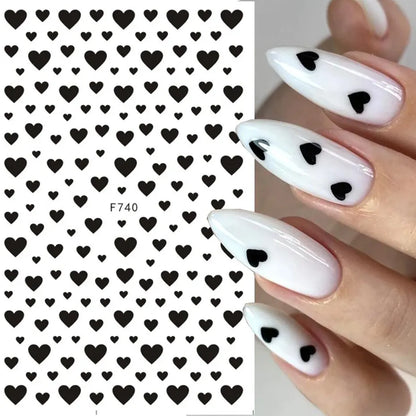 Set of 6PCS Blushimmer 3D Valentines Day nail art stickers with love letter and cute girl cartoon designs for phone and nail decoration.