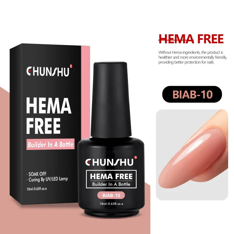 CHUNSHU Hema FREE Construction UV Gel 18ml Builder Nail Gel In A Bottle Semi Permanent Thick Rubber Base Gel Extension Nails Art