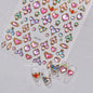 Colorful Cat's Eye 5D gradient European love heart gem nail art stickers with wing accents, perfect for manicure decoration.