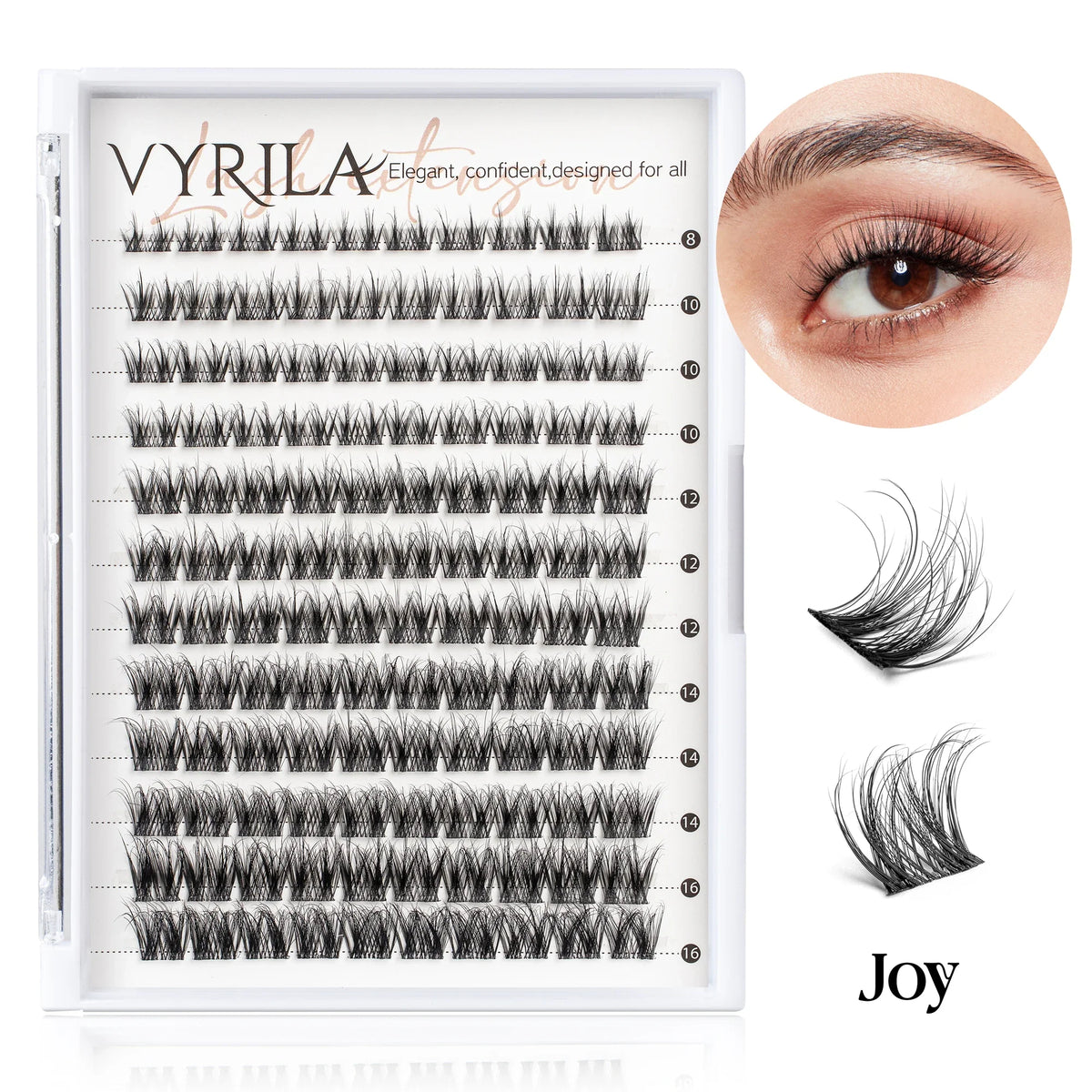 Blushimmer 3D wispy eyelash extension clusters with C curl, 0.1mm thin band, reusable natural lash clusters for DIY beauty.