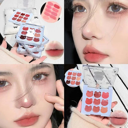 9 Color Velvet Matte Lipstick Palette Cream Texture Soft Mist Lip Mud Natural Long-Lasting Non-Drying Solid Lip Gloss Set Makeup