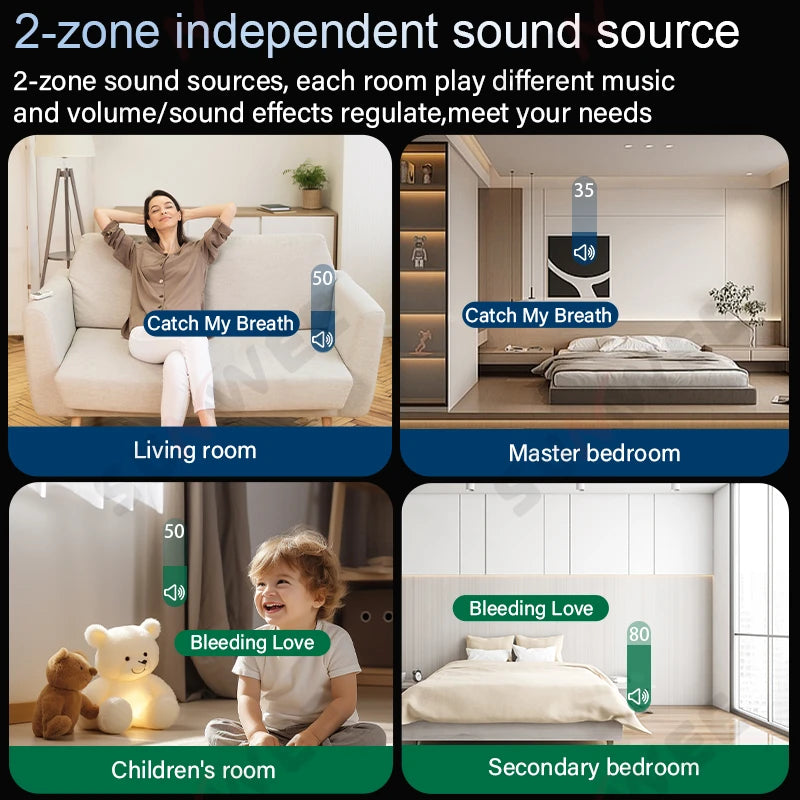 Smart Audio Touch Screen Android 11 System WIFI TF Music 8x30W power ceiling speakers control panel Bluetooths wall amplifiers