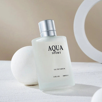 Aqua perfume for men by Blushimmer, 100ml, featuring a fresh lime and oceanic aromatic eau de parfum spray.
