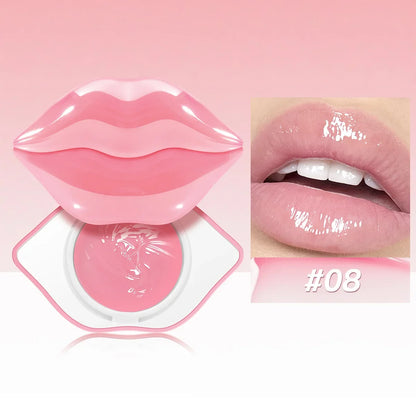 Blushimmer Korean Lip Sleeping Mask jar with pink lid, showing the hydrating overnight repair balm for dry, chapped lips.