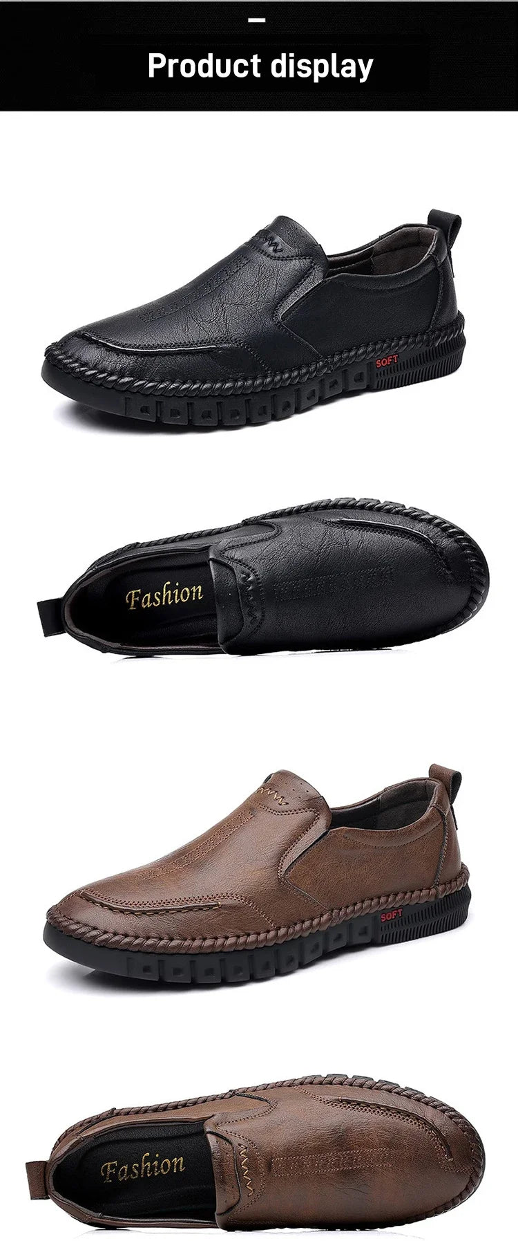 Men's Hand Stitched Genuine Leather Slip On Shoes Business Formal Occasion Wedding Party Footwear Leisure Official Board-Shoes