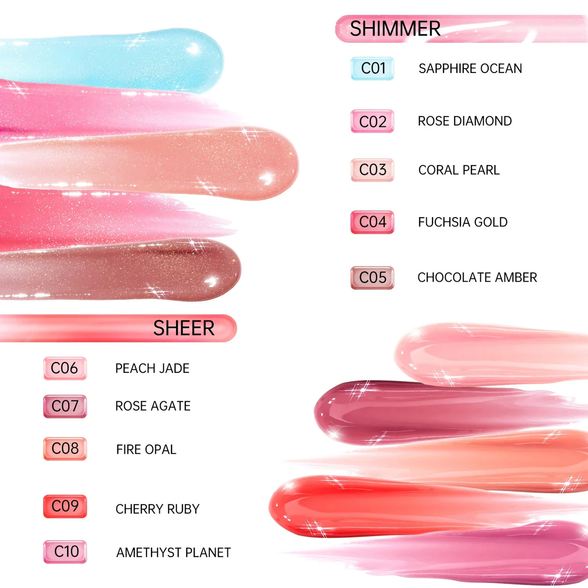 Blushimmer Catkin Lip Essence Lip Gloss in water glaze finish, moisturizing 3.5g lipstick with shiny, glass-like appearance