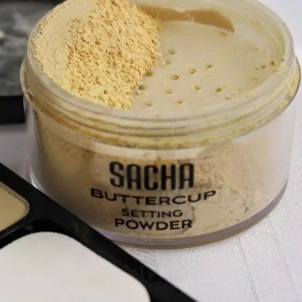 Blushimmer Sacha Buttercup translucent setting powder in loose form for makeup setting and flawless finish.