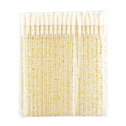 Set of 50 reusable Blushimmer lip brushes and applicator wands for lipstick and eyelash extension, versatile beauty accessories.