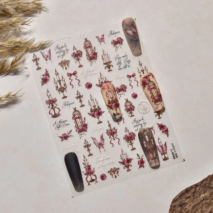 Shiny jelly butterfly 5D nail art sticker with rhinestones and insects, self-adhesive manicure decoration by Blushimmer.