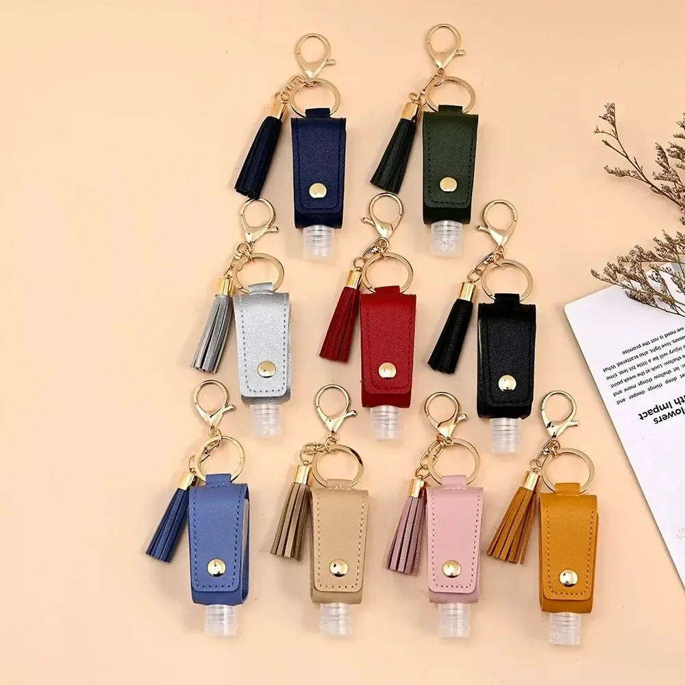 Universal Leakproof Hand Sanitizer Bottle Portable Keychain Hand Sanitizer Holder Leather Empty Travel Bottle