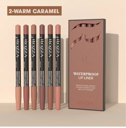 Blushimmer Rozza waterproof lip liner pencil set with matte soft texture, weightless and blendable for precise lip definition.
