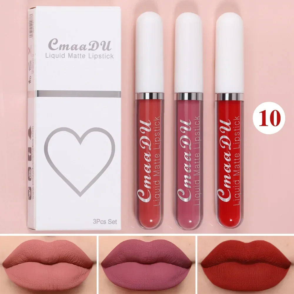 Set of four liquid lipsticks by Blushimmer in black, blue, purple, and green with matte finish and long-lasting waterproof formula.