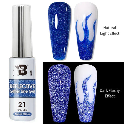 Blushimmer 5ML gold and silver metallic gel polish with chrome mirror finish, ideal for French and UV LED semi-permanent nail designs.
