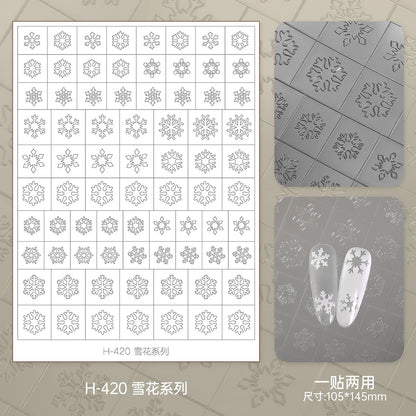 Kaniu Transparent Hollow French Nail Stickers Snowflake Starry Design Nail Art Decal Self-Adhesive Manicure Stencil Template
