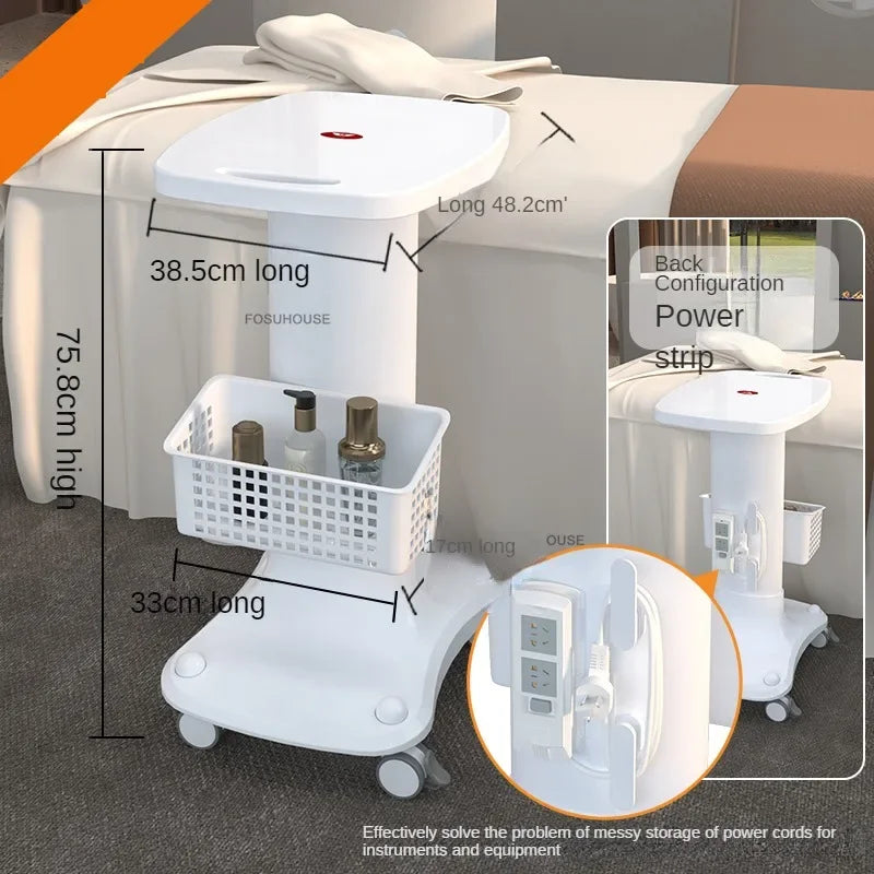European Plastic Salon Trolleys with Wheels Auxiliary Tool Cart Designer Salon Furniture Beauty Salon Instrument Equipment Shelf