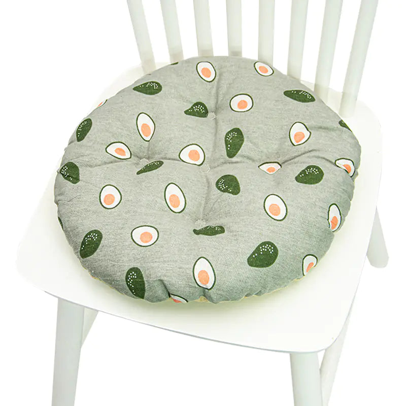 Round Chair Cushion for Bay Window - Printed Polyester Linen