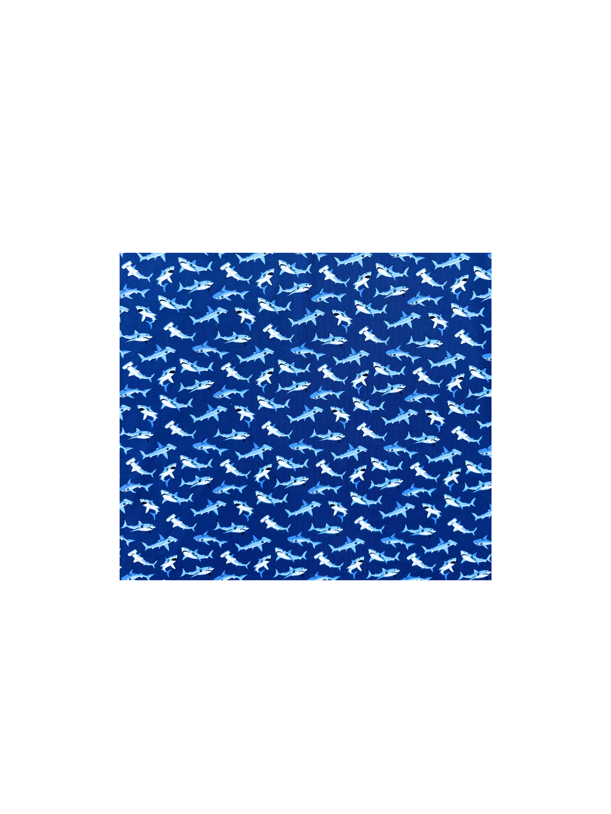 White Water Life Sharks polo shirt with a bold shark pattern, featuring a classic polo collar and short sleeves.