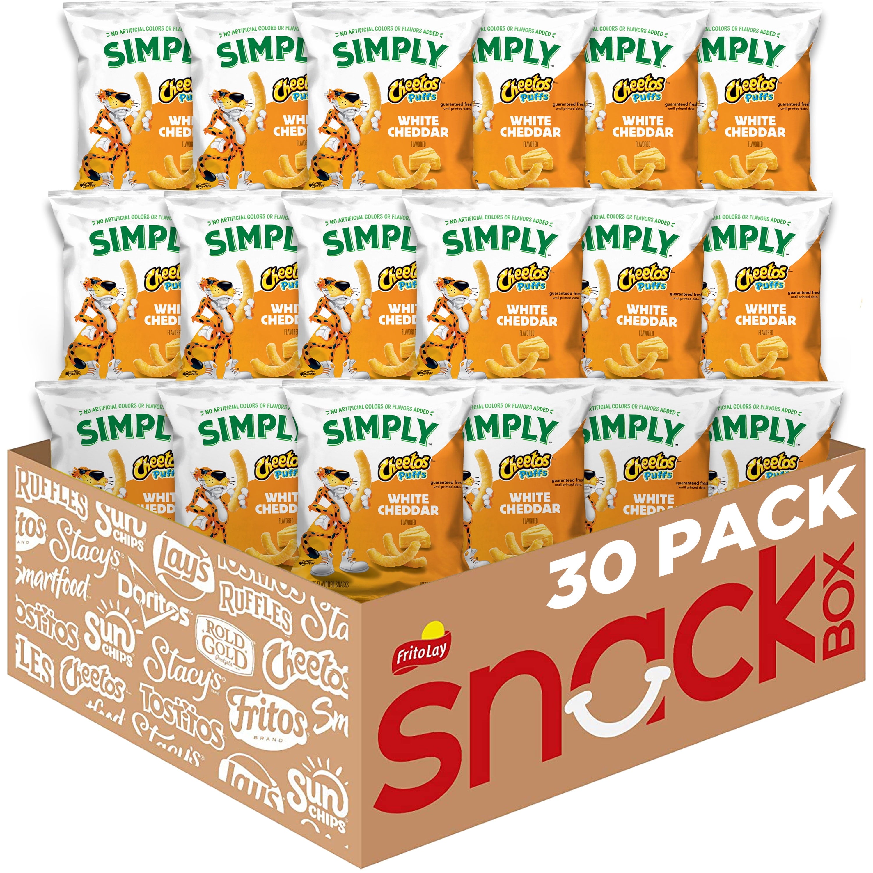Simply Cheetos Puffs White Cheddar Cheese Flavored Snack Chips, 0.875 Oz Bags, 36 Count Multipack