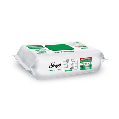 Sleepy Easy Clean Wipes Green by S101, 100-pack of cleaning wipes shown in a container, suitable for quick cleaning tasks.